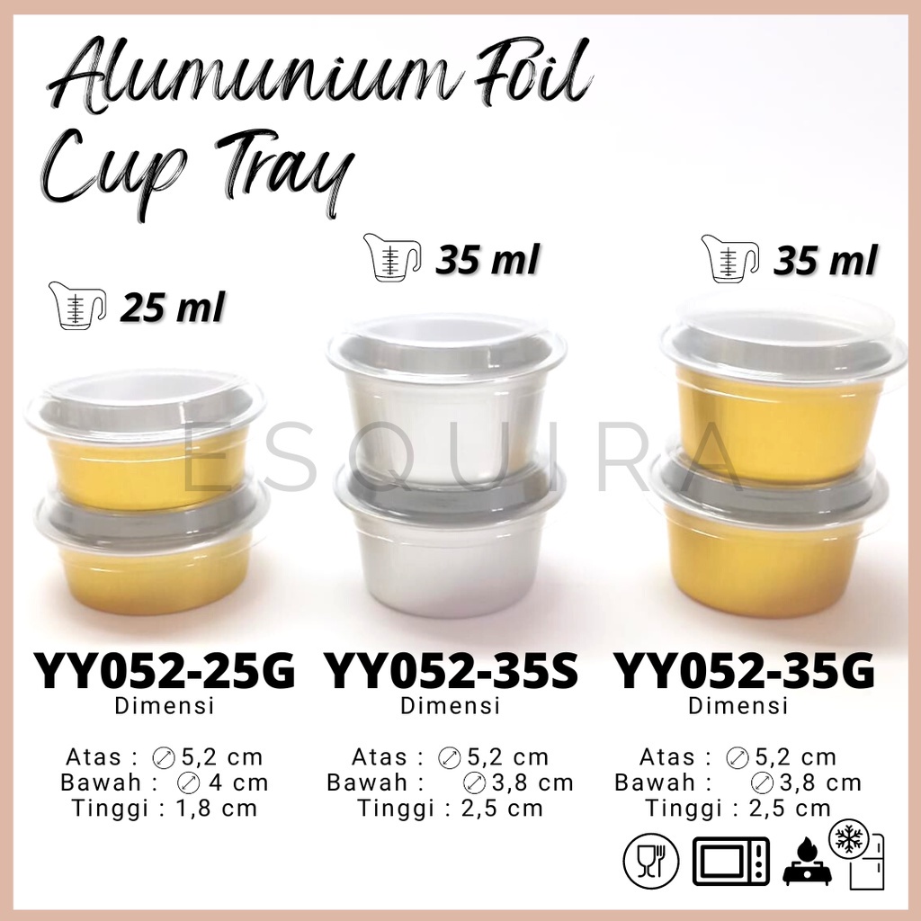 Aluminium Foil Cup Tray Gold 25ml with PET Lid 10 Pcs / YY052-25G