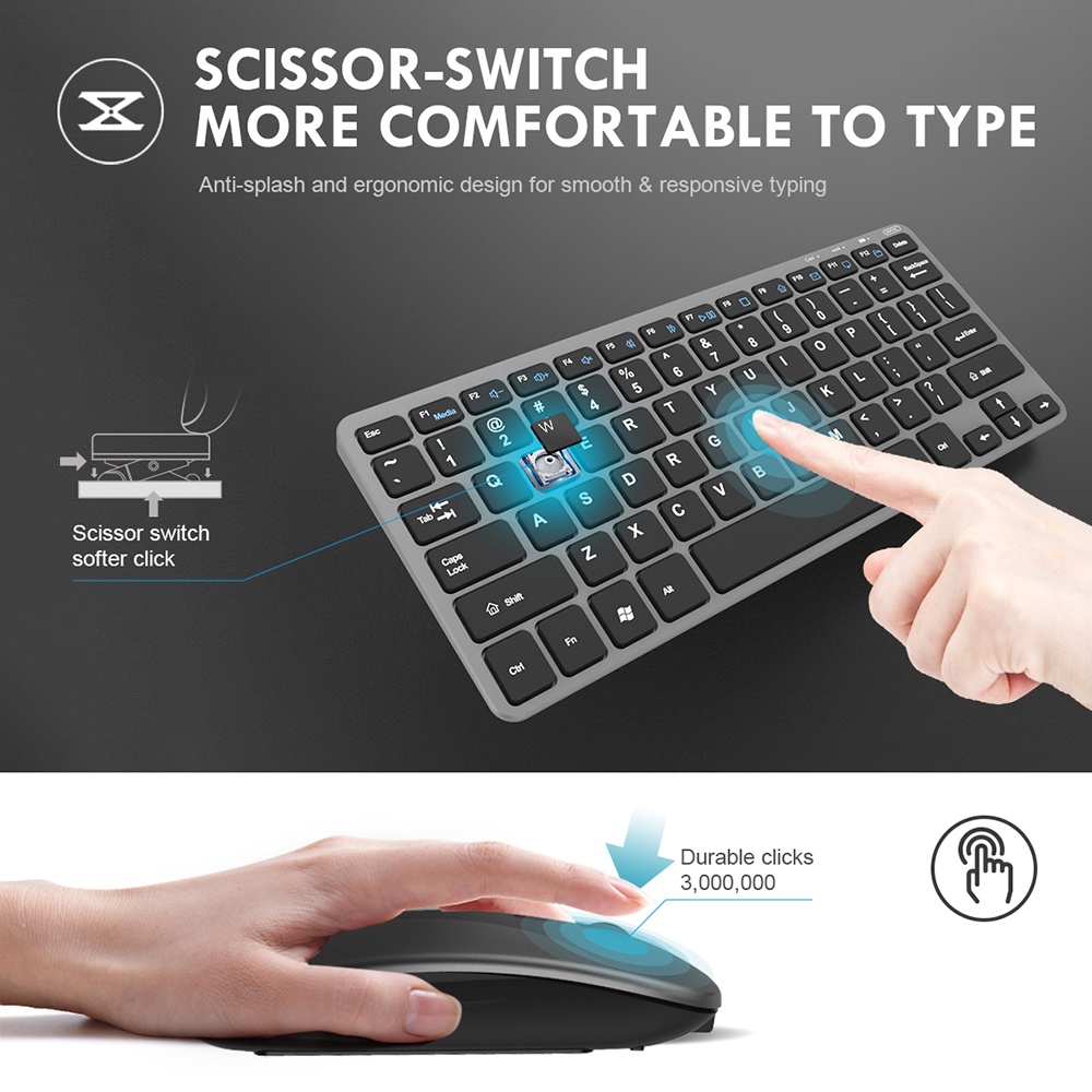 Wireless Keyboard and Mouse Set Rechargeable Mute Keyboard Wireless Ultra-thin Office Portable Keyboard Bluetooth