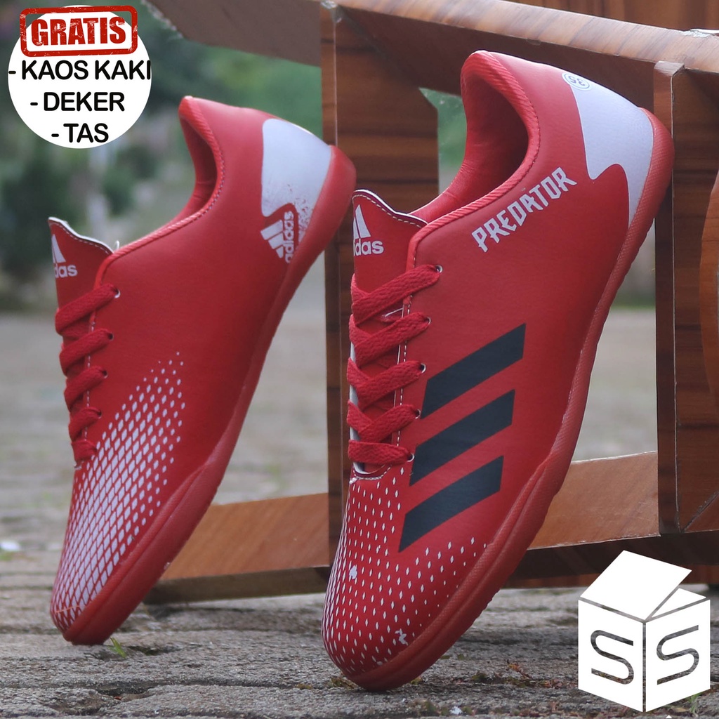 Sepatu Futsal Adidas ANAK Predator Grade Ori Olahraga Pria In Red-White