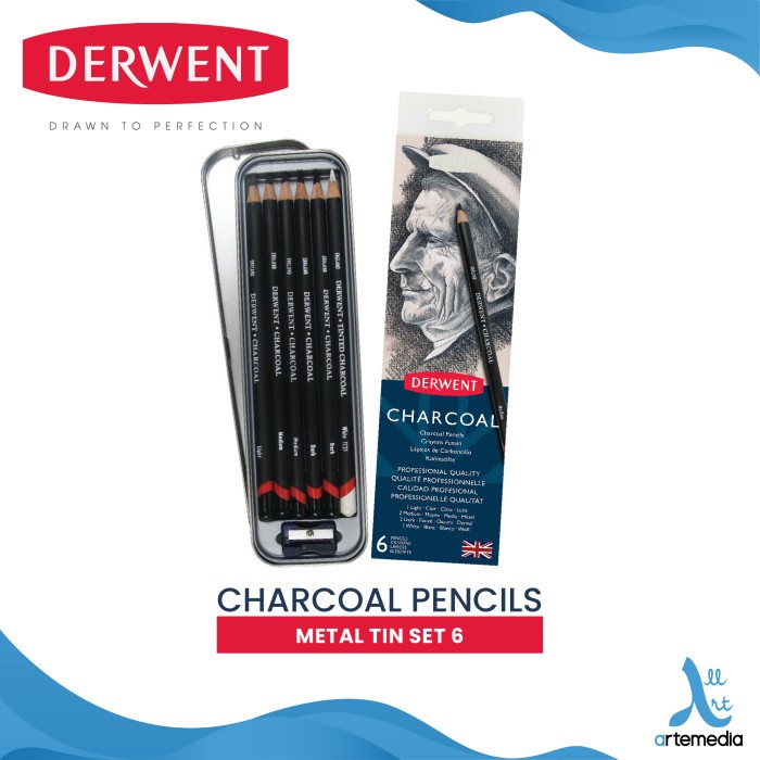 

Pensil Arang Derwent Charcoal Pencil 6 Metal Tin Set
