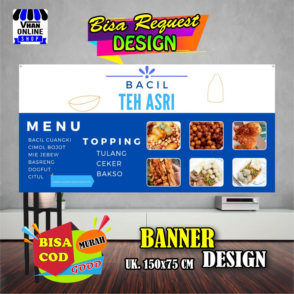 Spanduk Banner Jual Makanan Dan Minuman, Fozen Food Bagus Murah Simple