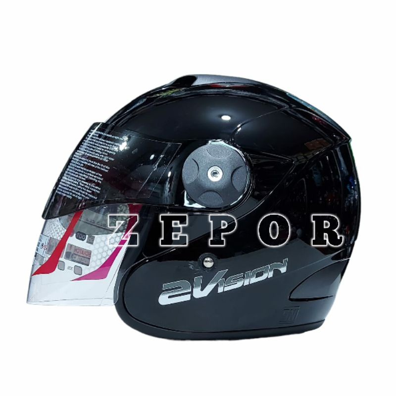 Helm KYT 2 VISION Solid HITAM Glossy Original SNI DOT Half Face