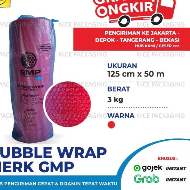 

[GMP] Plastik bubble merah uk125cm x 50Mtr