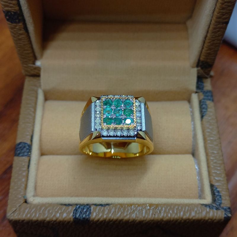 cincin zamrud pria berlian asli ring perak