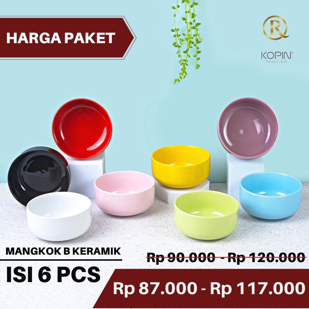 Paket Isi 6pcs Mangkok Keramik B 5inch 13cm Polos