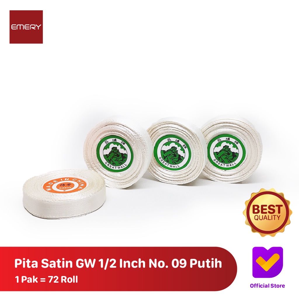 

PITA SATIN GW 1/2 INCH NO. 09 PUTIH ( 1 PAK = 72 ROLL )