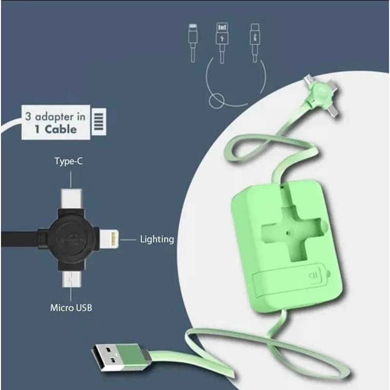 Braket Ponsel Dengan Kabel Data Tiga in one Tipe c Untuk Android