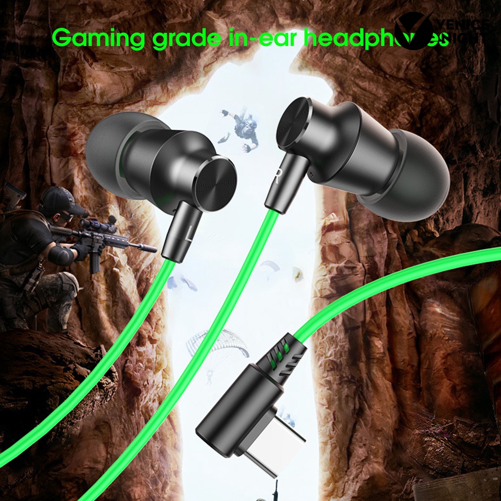 (VNEP) (Berkabel) V7 Earphone High Fidelity Cerdas Membatalkan Kebisingan Universal 3.5mm Tipe-C Stereo Olahraga In-Ear Gaming Earbud untuk Menelepon