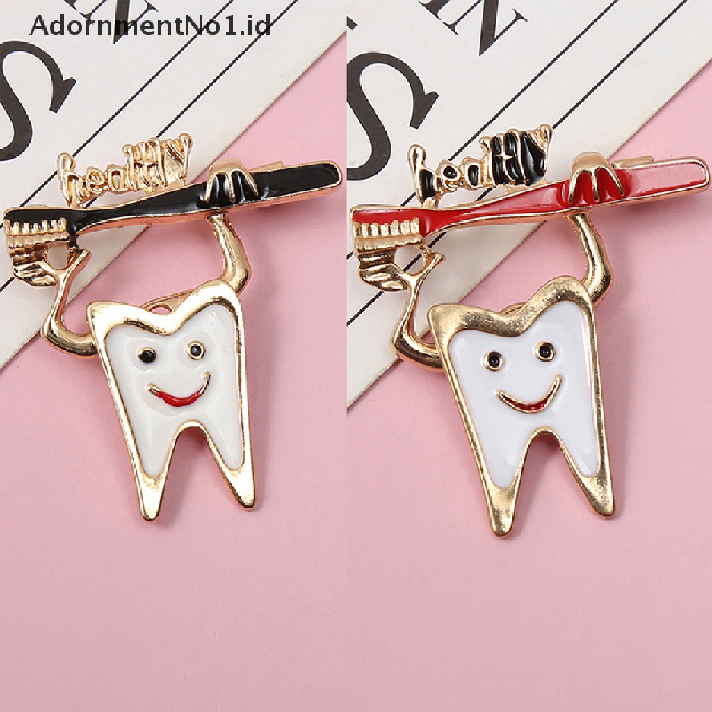 Bros Pin Enamel Desain Sikat Gigi Bahan Logam Ukuran Kecil No1 Untuk Dokter Perawat