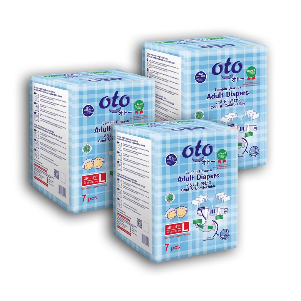 Jual Oto Diapers Adult Popok Dewasa Model Perekat Ukuran L Isi Pcs Triplepack Shopee