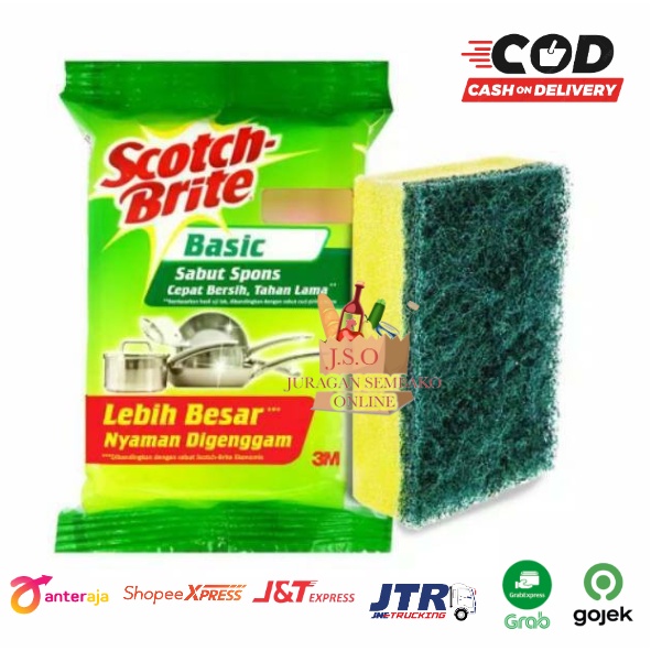 (JSO) Sabut Cuci Piring 3M Scotch Brite ID-T36N / Anti Bakteri daya gosok kuat