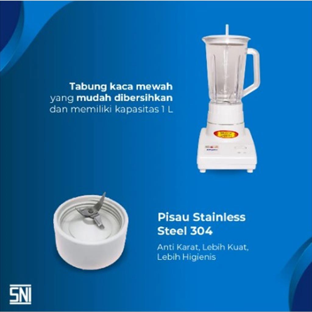 Blender Miyako Kaca Kapasitas 1 Liter 2 IN 1 BL-101 GS / BL-101GS