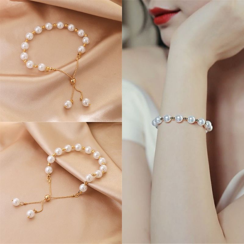 FerenHongXia Gelang serut  Mutiara Natural Gaya Baroque untuk wanita