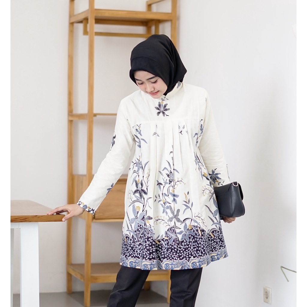 Baju Batik Wanita Modern Atasan Blouse Batik Kerja Kantor Wanita Motif Akar