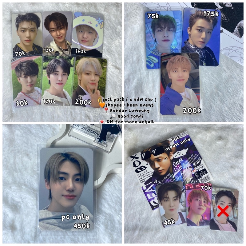 wts pc jaemin arrival, cimol jewel universe, sanrio acrylic, hello future, mini balloon, we boom we 