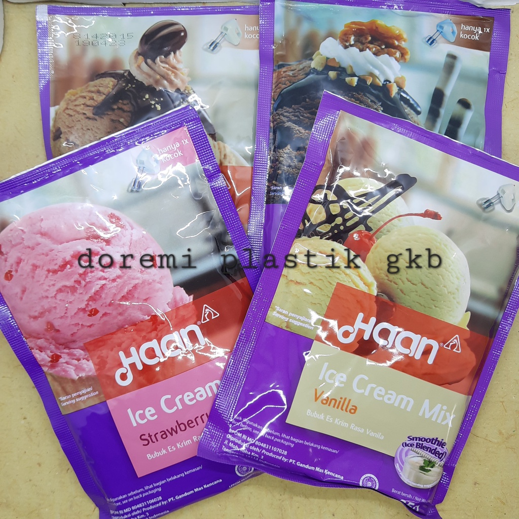 

HAAN ice cream Chocolate Vanilla / Bubuk es krim sachet / es krim Coklat Vanilla Strawberry