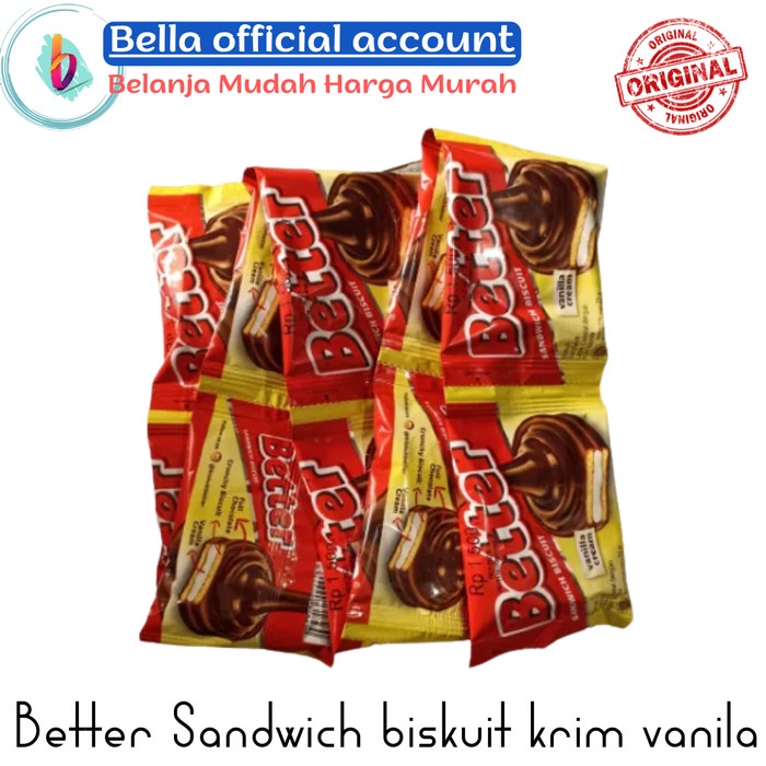 

Better Sandwich Biscuits / Biskuit Krim Vanila 1 renceng isi 10 sachet