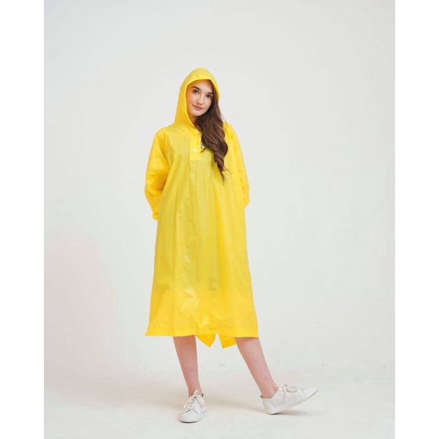 Jas Hujan Wanita Lengan Panjang Model Ponco Original BROMO Kekinian Terbaru Warna Pink Murah Bahan PVC Tebal Kuat Premium