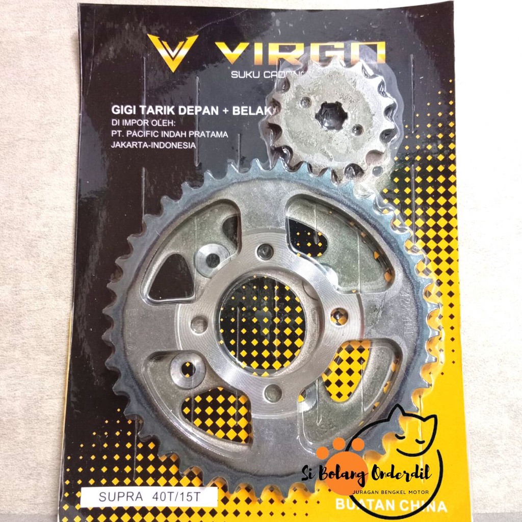 GIR DEPAN BELAKANG MURAH SUPRA (40T/15T) GEAR SET DEPAN + BELAKANG MURAH SUPRA (40T/15T) VIRGO