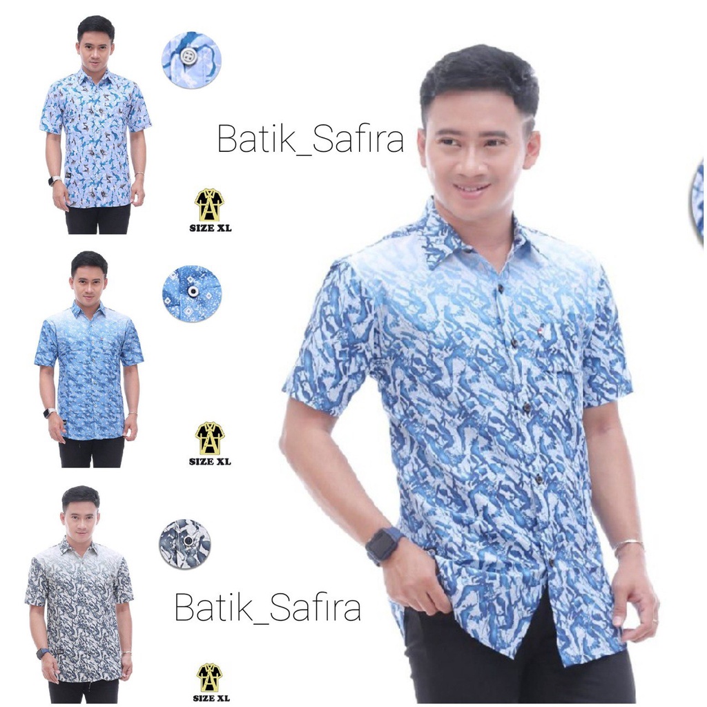 Kemeja Surfing Pria Santai Lengan Pendek Cowok Premium Distro Katun Print Motif Kemeja Pantai