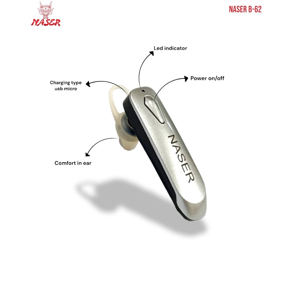 HANDSFREE BT NASER B-62/ Handfree Bluetooth/Earphone/Headset B-62/PRODUK ORIGINAL