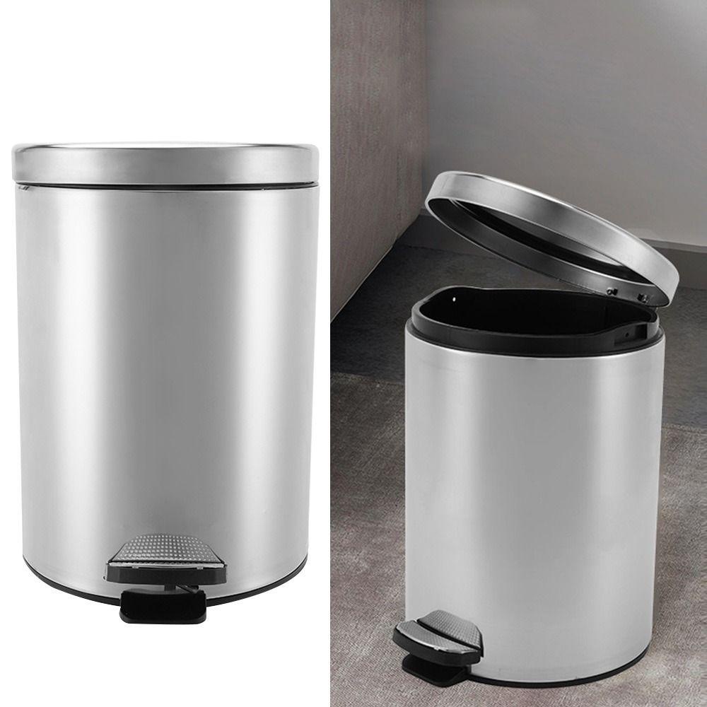 Solighter Rubbish Bin Plastic Inne Dapur Stainless Steel Double Layer Dengan Penutup Tempat Sampah