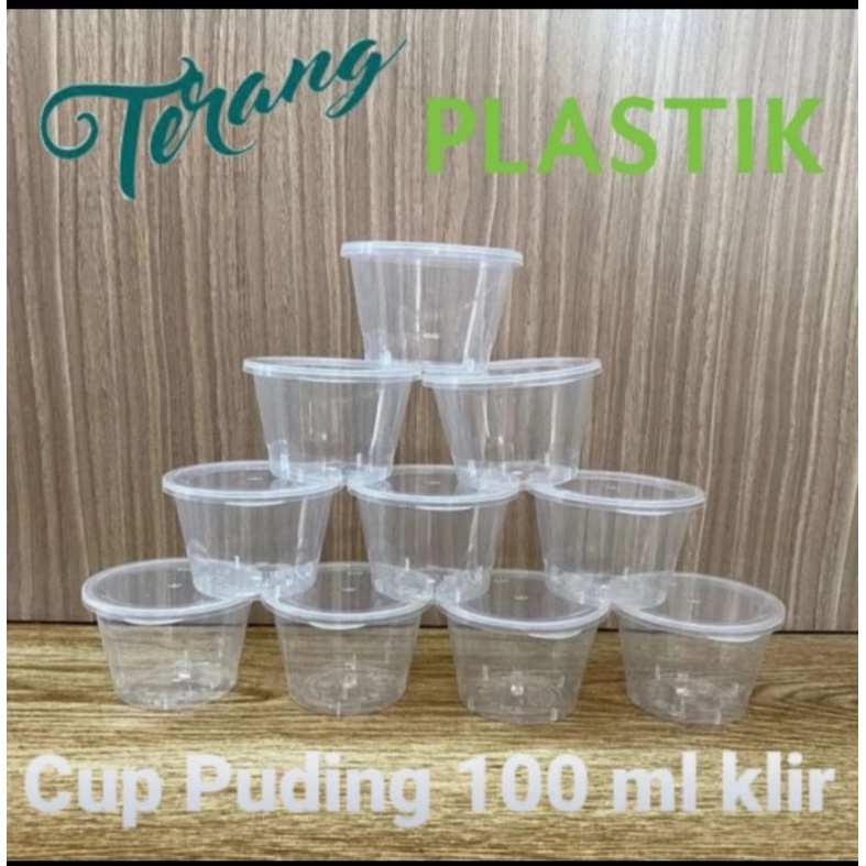 Cup Puding Mini Klir 100 ml / Thinwall Sauce Cup + Tutup @25 set