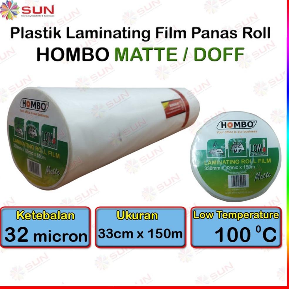 

ぢ Plastik Laminating Panas Roll Hombo 32 micron 33 cm x 150 m Glossy / Doff Low Temperature ( untuk mesin Laminating laminasi panas roll ) テ