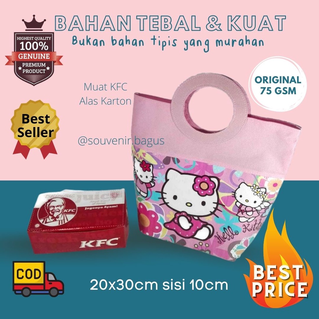 Tas Ultah Hello Kitty Murah Pegangan Bulat Tas Souvenir Ulang Tahun Hello Kitty muat KFC Terlaris