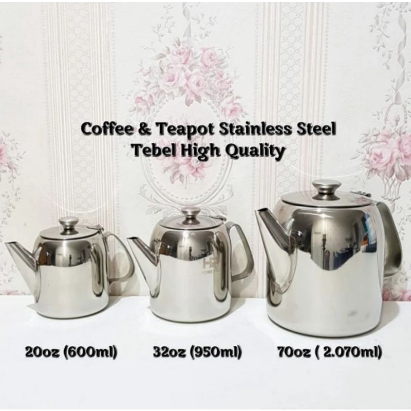 coffe teapot teko stainless 2liter tebel high quality / teko teh kopi stainless