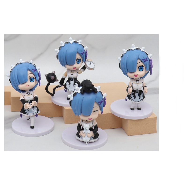 Mainan Action Figure Anime Q posket Rem Emily Apron Maid happy Hardworking Bahan PVC Untuk Koleksi