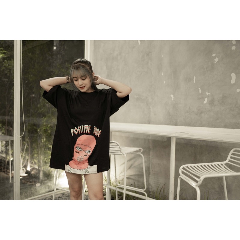 Kaos Oversize Wanita Baju POSITIVE VIBE Branded Zamella 24s Best Quality