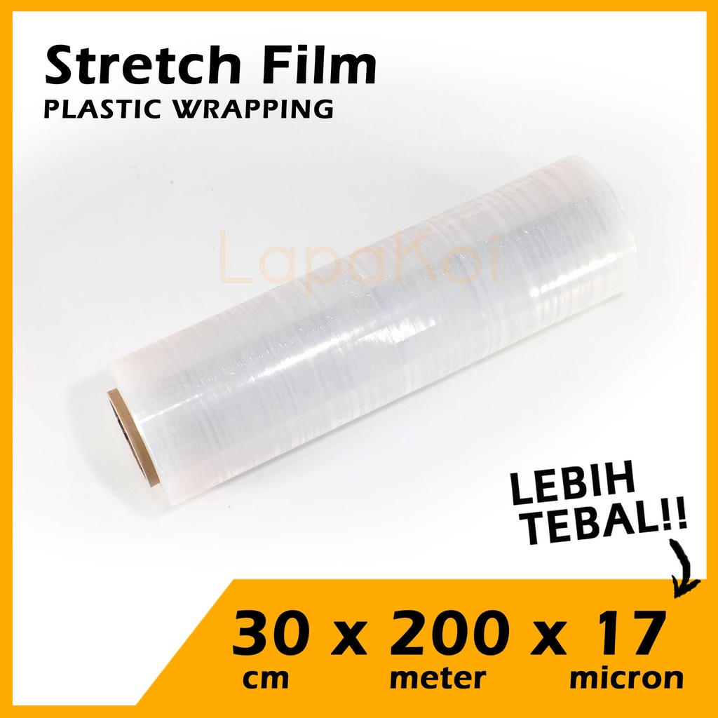 

Stretch Film Plastik Wrapping Clear 17 micron 30 cm x 200 M - warna bening