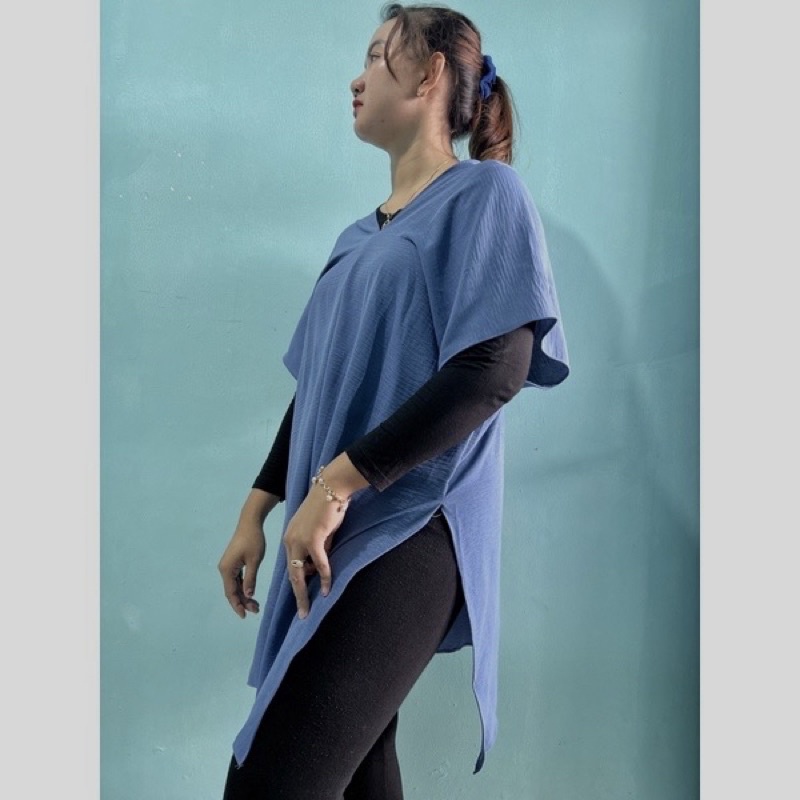 LONG SQUARE TOP ATASAN BLOUSE WANITA AIRFLOW CRINKLE ANTI LECEK AIR FLOW/AIRFLOW CRINKLE JUMBO