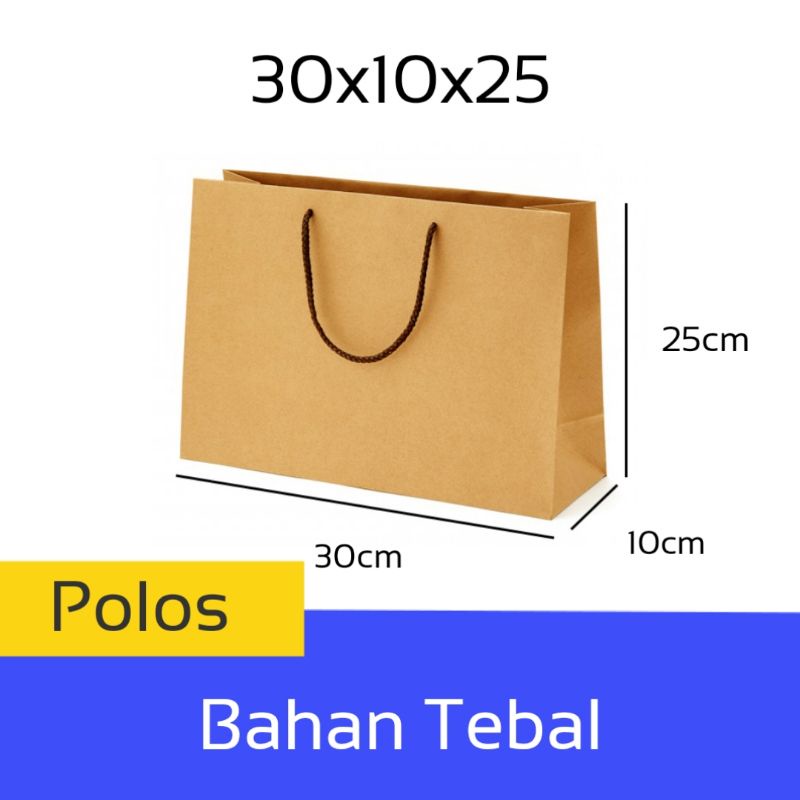 

Paper Bag Coklat Polos Custom Kado Bahan Tebal Ukuran 30x10x25