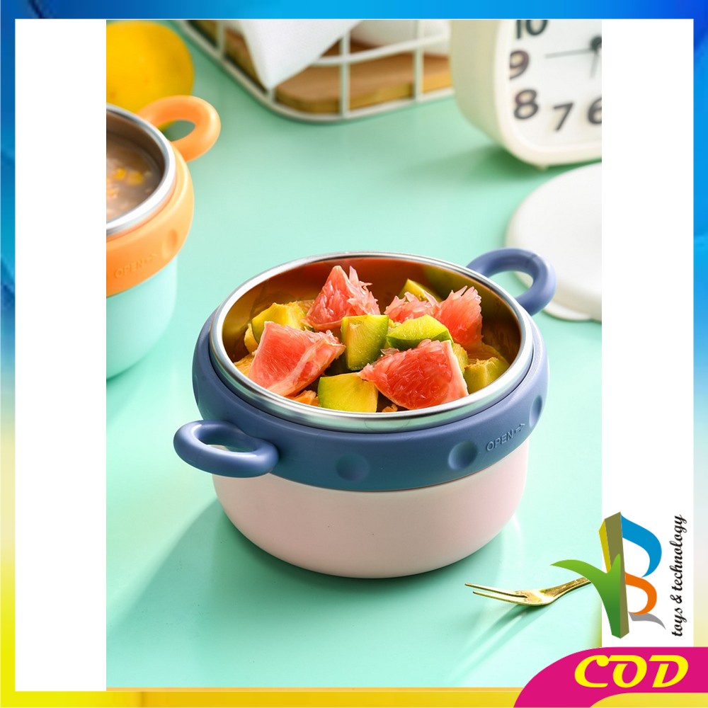 RB-C351 Mangkok Cangkir Stainless Crown Fresh Bowl Set Mangkok Makan Stainless Steel + Tutup / Mangkok Sup Tempat Makan Mie Instan / Mangkuk Stainless Anti Bocor