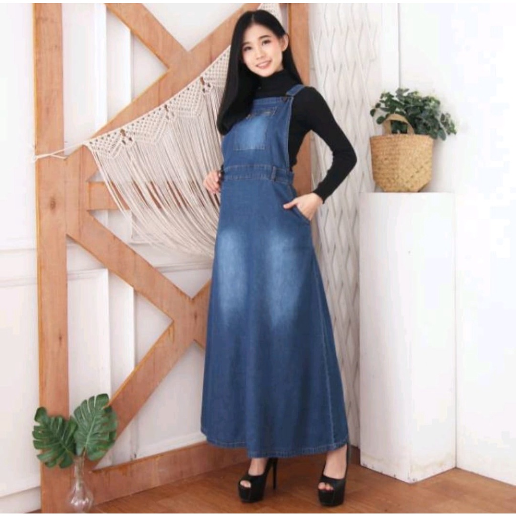 Gamis jeans dewasa Baju kodok panjang max 75kg