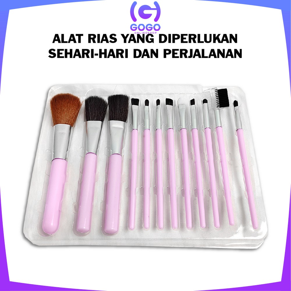 GOGO-K103 Brush Make Up Set Isi 12PCS Portable Kit / Kuas Make Up Lengkap Wanita / Kuas Kosmetik Foundation Blush On Makeup Tools