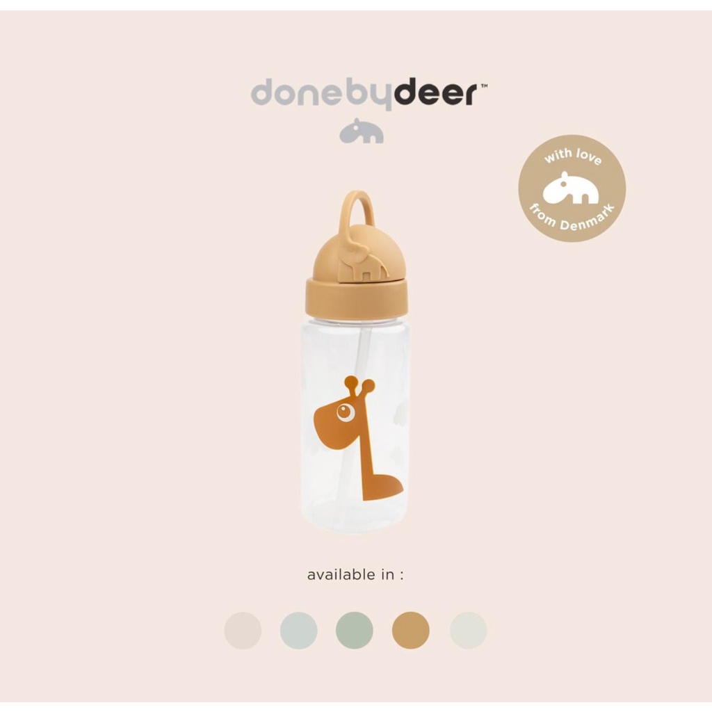 ￼Done by Deer Straw Bottle Deer Friends 350ml - Botol Minum Anak