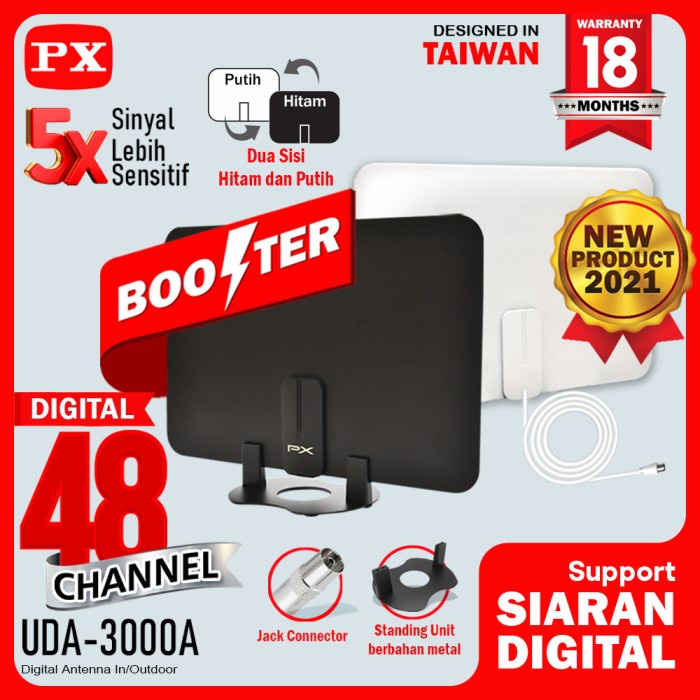 ANTENA TV DIGITAL Antena Tv Digital Analog Indoor Dinding DVB T2 + Booster PX UDA-3000A stb booster 