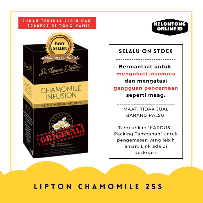 

LIPTON TEH CELUP CHAMOMILE - ISI 25 SACHET X 1GR