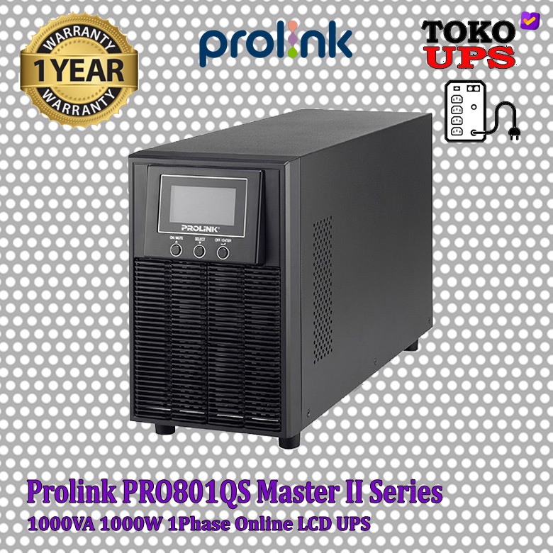 UPS PROLINK PRO801QS 1000VA 1000W UPS Online Master II Series 1Phase
