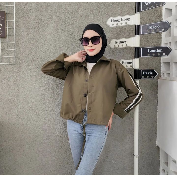 Sweater Kardigan JOJI JACKET Serut Pakaian Wanita Oversize Kekinian Fashion Ala Korean Kasual OOTD