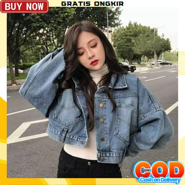 Jaket Wanita Jeans Oversize Import Jins Jacket Lepis Cewek Destroy Ripped Crop Jacket Jaket Jeans Ho