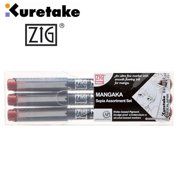 

[COD] Kuretake Zig Cartoonist Mangaka Set 3 Assortment Set (Sepia)