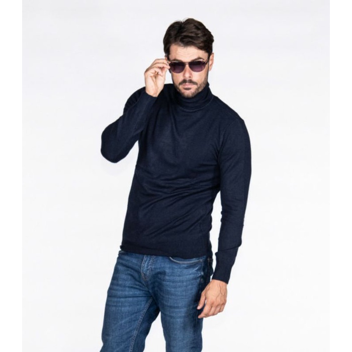 [ NEVARA ] MEN TURTLE NECK LONG SLEEVE - KAOS TURTLE NECK PRIA LENGAN PANJANG BIRU NEVY