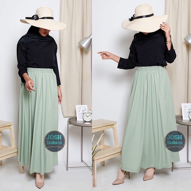 ROK POLOS PAYUNG PANJANG WANITA-ROK LEBAR WANITA