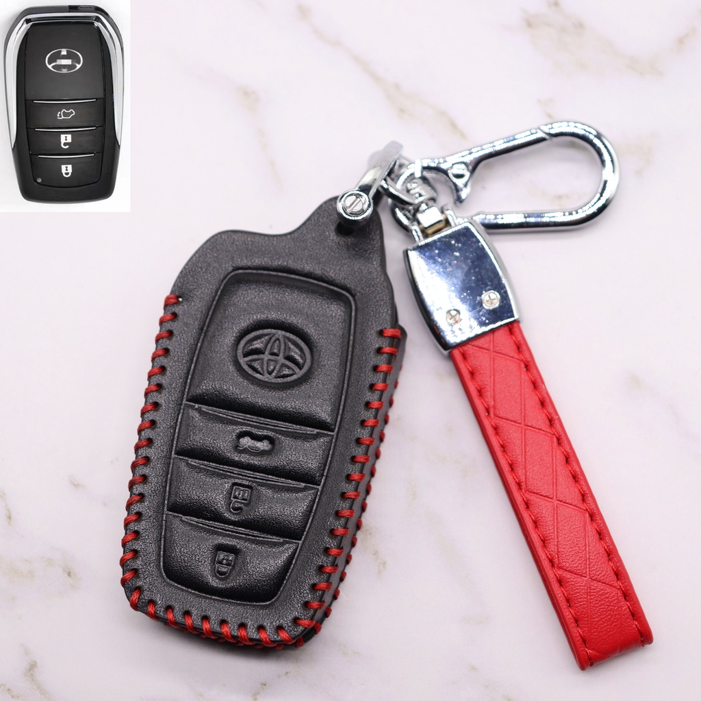 Casing Kunci Remote Mobil Keyless 2 Tombol Bahan Kulit Untuk Toyota Hilux Innova Vios