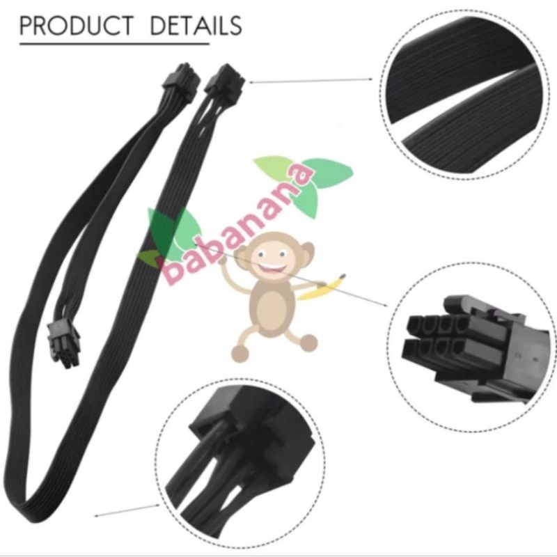 Kabel modular pcie 8 pin to 6+2 for Seasonic PSU gaming power vga psu