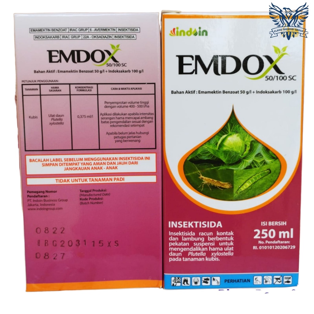 Emdox 50/100SC 250ML Bahan Aktif Emamektin Benzoat 50g/l + Indoksakarb 100g/l Insektisida racun kontak dan lambung